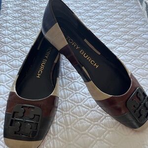Tory Burch Georgia flat colorblock brown black Size 6.5